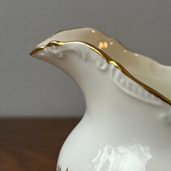 COALPORT Burgundy Pattern Creamer Cream Pitcher White Gold Grapes Vines England - Picture 7 of 14